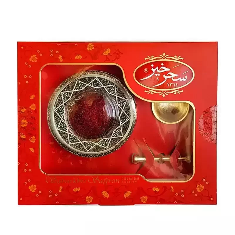 زعفران سرگل 4 گرم خاتم کادویی با هاون سحرخيز