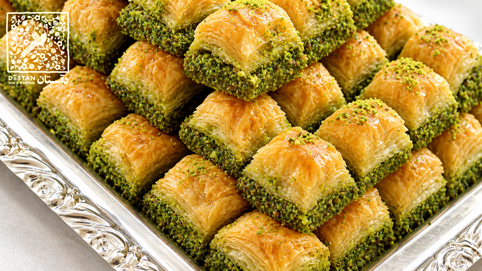 باقلوای پسته‌ای خانگی (سریع و مجلسی)